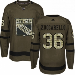 Youth Adidas New York Rangers 36 Mats Zuccarello Authentic Green Salute to Service NHL Jersey 