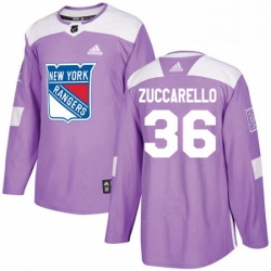 Youth Adidas New York Rangers 36 Mats Zuccarello Authentic Purple Fights Cancer Practice NHL Jersey 