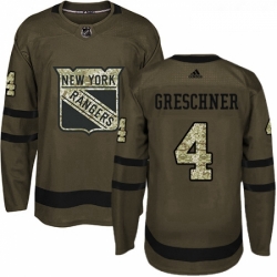 Youth Adidas New York Rangers 4 Ron Greschner Authentic Green Salute to Service NHL Jersey 