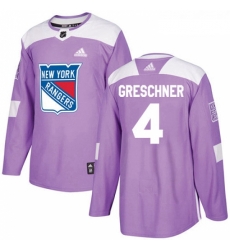Youth Adidas New York Rangers 4 Ron Greschner Authentic Purple Fights Cancer Practice NHL Jersey 