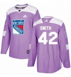 Youth Adidas New York Rangers 42 Brendan Smith Authentic Purple Fights Cancer Practice NHL Jersey 