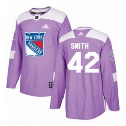 Youth Adidas New York Rangers 42 Brendan Smith Authentic Purple Fights Cancer Practice NHL Jersey 