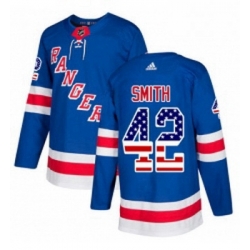 Youth Adidas New York Rangers 42 Brendan Smith Authentic Royal Blue USA Flag Fashion NHL Jersey 