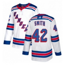 Youth Adidas New York Rangers 42 Brendan Smith Authentic White Away NHL Jersey 