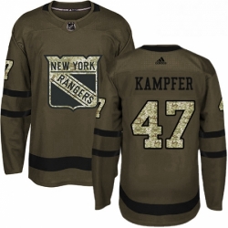 Youth Adidas New York Rangers 47 Steven Kampfer Authentic Green Salute to Service NHL Jersey 
