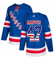 Youth Adidas New York Rangers 47 Steven Kampfer Authentic Royal Blue USA Flag Fashion NHL Jersey 