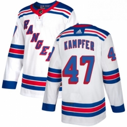 Youth Adidas New York Rangers 47 Steven Kampfer Authentic White Away NHL Jersey 