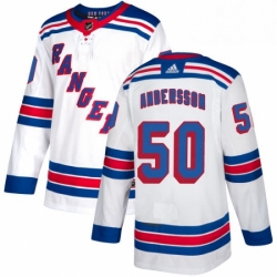 Youth Adidas New York Rangers 50 Lias Andersson Authentic White Away NHL Jersey 