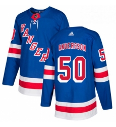 Youth Adidas New York Rangers 50 Lias Andersson Premier Royal Blue Home NHL Jersey 