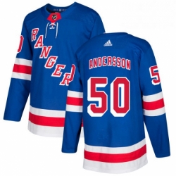 Youth Adidas New York Rangers 50 Lias Andersson Premier Royal Blue Home NHL Jersey 