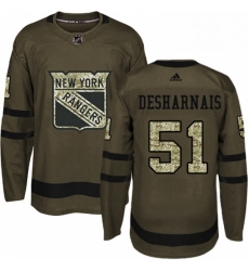 Youth Adidas New York Rangers 51 David Desharnais Premier Green Salute to Service NHL Jersey 