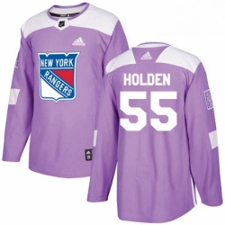 Youth Adidas New York Rangers 55 Nick Holden Authentic Purple Fights Cancer Practice NHL Jersey 