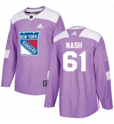 Youth Adidas New York Rangers 61 Rick Nash Authentic Purple Fights Cancer Practice NHL Jersey 