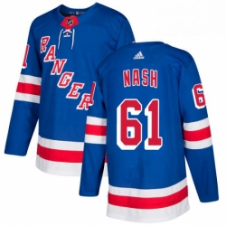 Youth Adidas New York Rangers 61 Rick Nash Authentic Royal Blue Home NHL Jersey 