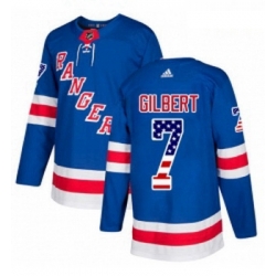 Youth Adidas New York Rangers 7 Rod Gilbert Authentic Royal Blue USA Flag Fashion NHL Jersey 