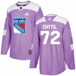Youth Adidas New York Rangers 72 Filip Chytil Authentic Purple Fights Cancer Practice NHL Jersey 