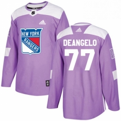 Youth Adidas New York Rangers 77 Anthony DeAngelo Authentic Purple Fights Cancer Practice NHL Jersey 