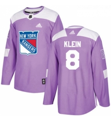 Youth Adidas New York Rangers 8 Kevin Klein Authentic Purple Fights Cancer Practice NHL Jersey 