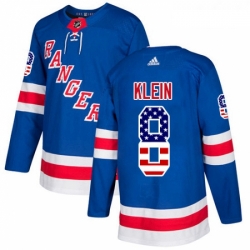 Youth Adidas New York Rangers 8 Kevin Klein Authentic Royal Blue USA Flag Fashion NHL Jersey 