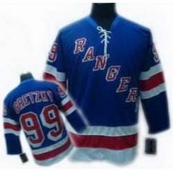 Youth kids RBK hockey jerseys NY Rangers 99# GRETZKY BLUE
