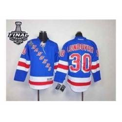 Youth nhl jerseys new york rangers #30 lundqvist blue[2014 stanley cup]