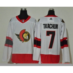 Men Ottawa Senators 7 Brady Tkachuk White Adidas 2020 21 Stitched NHL Jersey