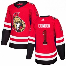 Mens Adidas Ottawa Senators 1 Mike Condon Authentic Red Drift Fashion NHL Jersey 