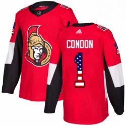 Mens Adidas Ottawa Senators 1 Mike Condon Authentic Red USA Flag Fashion NHL Jersey 