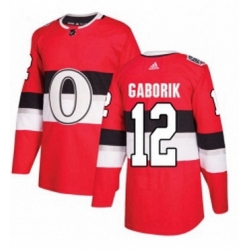 Mens Adidas Ottawa Senators 12 Marian Gaborik Authentic Red 2017 100 Classic NHL Jersey 
