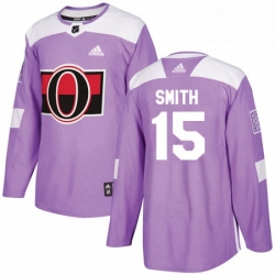 Mens Adidas Ottawa Senators 15 Zack Smith Authentic Purple Fights Cancer Practice NHL Jersey 