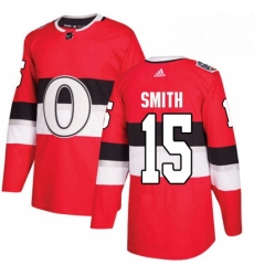 Mens Adidas Ottawa Senators 15 Zack Smith Authentic Red 2017 100 Classic NHL Jersey 