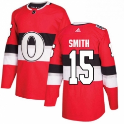 Mens Adidas Ottawa Senators 15 Zack Smith Authentic Red 2017 100 Classic NHL Jersey 