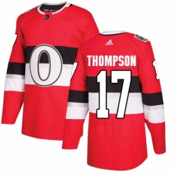 Mens Adidas Ottawa Senators 17 Nate Thompson Authentic Red 2017 100 Classic NHL Jersey 