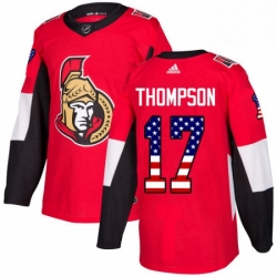 Mens Adidas Ottawa Senators 17 Nate Thompson Authentic Red USA Flag Fashion NHL Jersey 