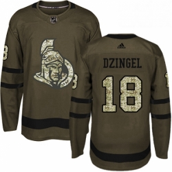 Mens Adidas Ottawa Senators 18 Ryan Dzingel Authentic Green Salute to Service NHL Jersey 