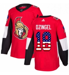 Mens Adidas Ottawa Senators 18 Ryan Dzingel Authentic Red USA Flag Fashion NHL Jersey 