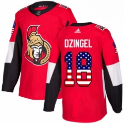 Mens Adidas Ottawa Senators 18 Ryan Dzingel Authentic Red USA Flag Fashion NHL Jersey 