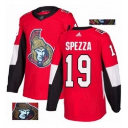 Mens Adidas Ottawa Senators 19 Jason Spezza Authentic Red Fashion Gold NHL Jersey 