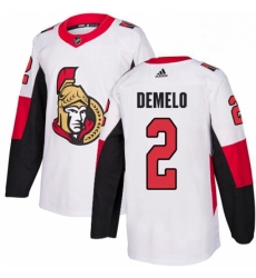 Mens Adidas Ottawa Senators 2 Dylan DeMelo Authentic White Away NHL Jersey 