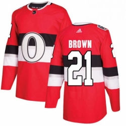 Mens Adidas Ottawa Senators 21 Logan Brown Authentic Red 2017 100 Classic NHL Jersey 