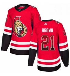 Mens Adidas Ottawa Senators 21 Logan Brown Authentic Red Drift Fashion NHL Jersey 