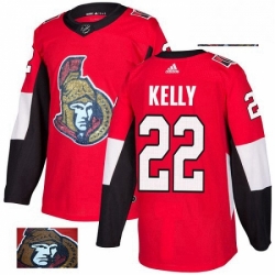 Mens Adidas Ottawa Senators 22 Chris Kelly Authentic Red Fashion Gold NHL Jersey 