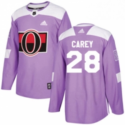 Mens Adidas Ottawa Senators 28 Paul Carey Authentic Purple Fights Cancer Practice NHL Jersey 