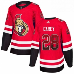Mens Adidas Ottawa Senators 28 Paul Carey Authentic Red Drift Fashion NHL Jersey 