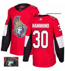Mens Adidas Ottawa Senators 30 Andrew Hammond Authentic Red Fashion Gold NHL Jersey 