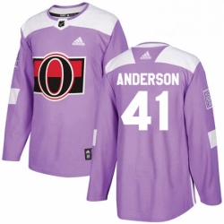 Mens Adidas Ottawa Senators 41 Craig Anderson Authentic Purple Fights Cancer Practice NHL Jersey 