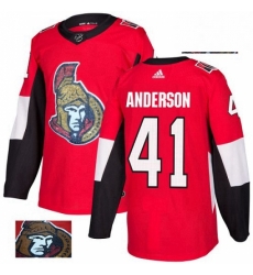 Mens Adidas Ottawa Senators 41 Craig Anderson Authentic Red Fashion Gold NHL Jersey 
