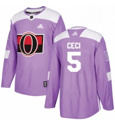 Mens Adidas Ottawa Senators 5 Cody Ceci Authentic Purple Fights Cancer Practice NHL Jersey 