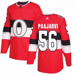 Mens Adidas Ottawa Senators 56 Magnus Paajarvi Authentic Red 2017 100 Classic NHL Jersey 