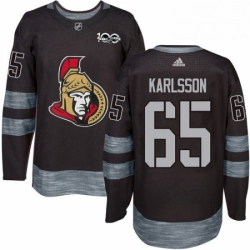 Mens Adidas Ottawa Senators 65 Erik Karlsson Authentic Black 1917 2017 100th Anniversary NHL Jersey 